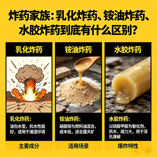扎囊炸药家族:乳化炸药、铵油炸药、水胶炸药到底有什么区别?